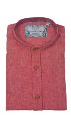Ανδρικό Λινό Πουκάμισο Μάο με Στενή Γραμμή Boston12001-19 Μάο Κόκκινο
