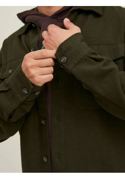 Ανδρικό Overshirt Jack & Jones 12213478 JJeay Μακρυμάνικο Λαδί