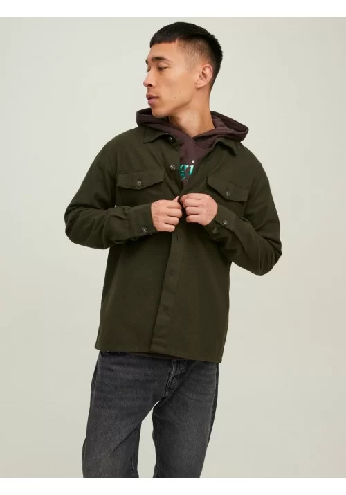 Ανδρικό Overshirt Jack & Jones 12213478 JJeay Μακρυμάνικο Λαδί