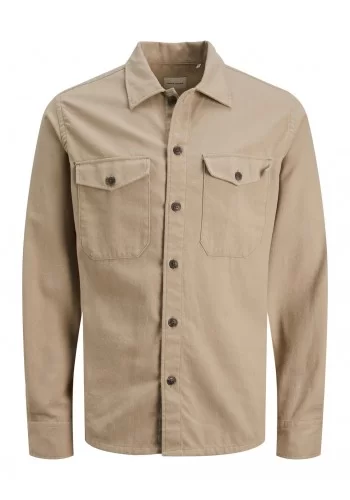Ανδρικό Overshirt Jack & Jones 12213478 JJeay Μακρυμάνικο Μπέζ