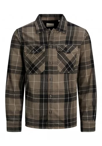 Ανδρικό Πουκάμισο Overshirt Jack & Jones 12213478  JJejay Falcon Καφέ