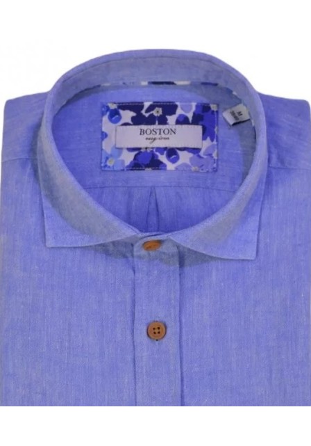 Ανδρικό Πουκάμισο Λινό Boston12001-18 Γαλάζιο