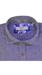 Ανδρικό Πουκάμισο Λινό Boston12001-10 Μπλε
