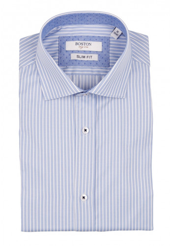 Ανδρικό Πουκάμισο Slim Fit Boston 1109-1 Γαλάζιο Ανοικτό