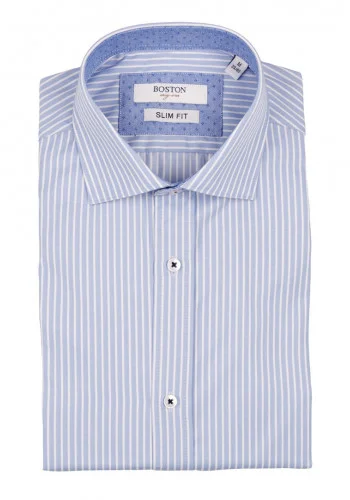 Ανδρικό Πουκάμισο Slim Fit Boston 1109-1 Γαλάζιο Ανοικτό