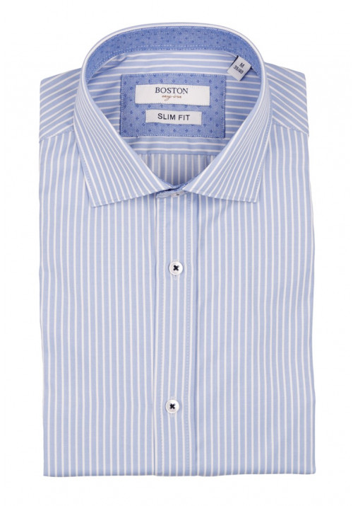 Ανδρικό Πουκάμισο Slim Fit Boston 1109-1 Γαλάζιο Ανοικτό