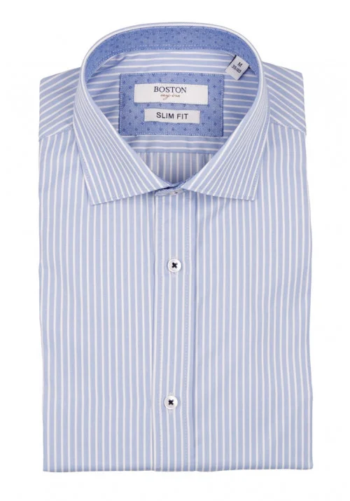 Ανδρικό Πουκάμισο Slim Fit Boston 1109-1 Γαλάζιο Ανοικτό