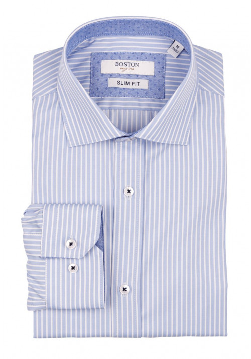 Ανδρικό Πουκάμισο Slim Fit Boston 1109-1 Γαλάζιο Ανοικτό