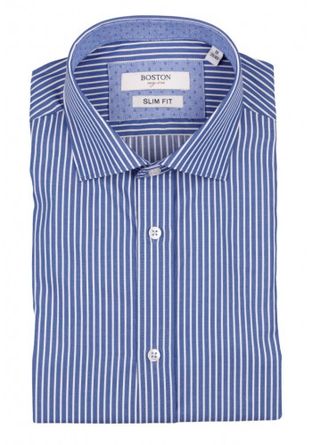 Ανδρικό Πουκάμισο Slim Fit Boston 1109-2 Γαλάζιο Σκούρο