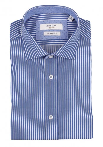 Ανδρικό Πουκάμισο Slim Fit Boston 1109-2 Γαλάζιο Σκούρο