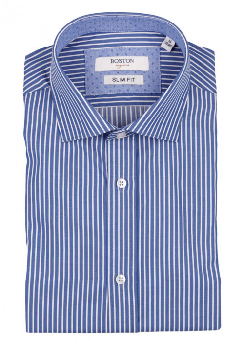 Ανδρικό Πουκάμισο Slim Fit Boston 1109-2 Γαλάζιο Σκούρο