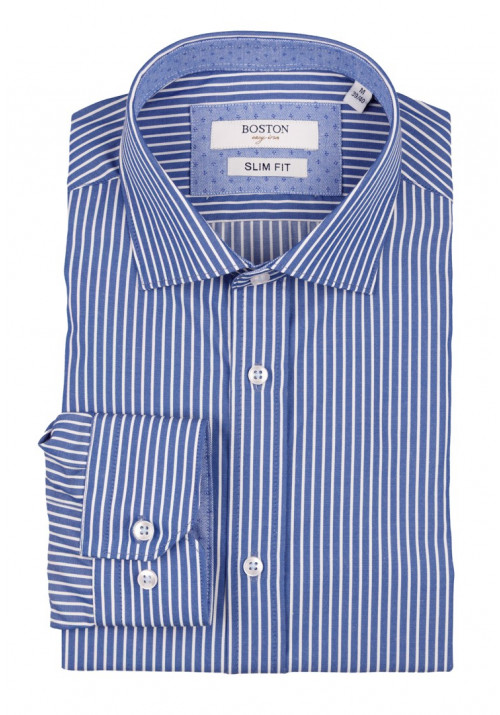 Ανδρικό Πουκάμισο Slim Fit Boston 1109-2 Γαλάζιο Σκούρο