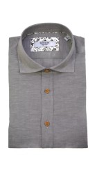 Ανδρικό Πουκάμισο Λινό με Κανονική Γραμμή Boston 1200116 Μακρυμάνικο Γκρι
