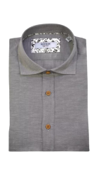 Ανδρικό Πουκάμισο Λινό με Κανονική Γραμμή Boston 1200116 Μακρυμάνικο Γκρι