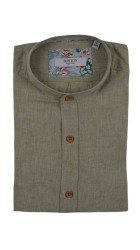 Ανδρικό Πουκάμισο Λινό με Στενή Γραμμή Boston 12001-17 Μάο Λαδί