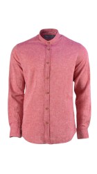 Ανδρικό Λινό Πουκάμισο Μάο με Στενή Γραμμή Boston12001-19 Μάο Κόκκινο