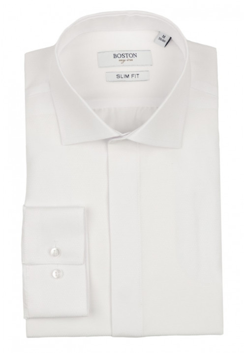 Ανδρικό Πουκάμισο Slim Fit Boston 181-9265 Λευκό