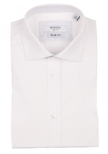 Ανδρικό Πουκάμισο Ελαστικό Slim Fit Boston 9001-00 Λευκό