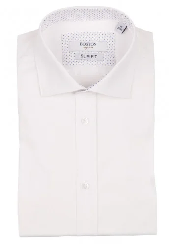 Ανδρικό Πουκάμισο Ελαστικό Slim Fit Boston 9001-00 Λευκό