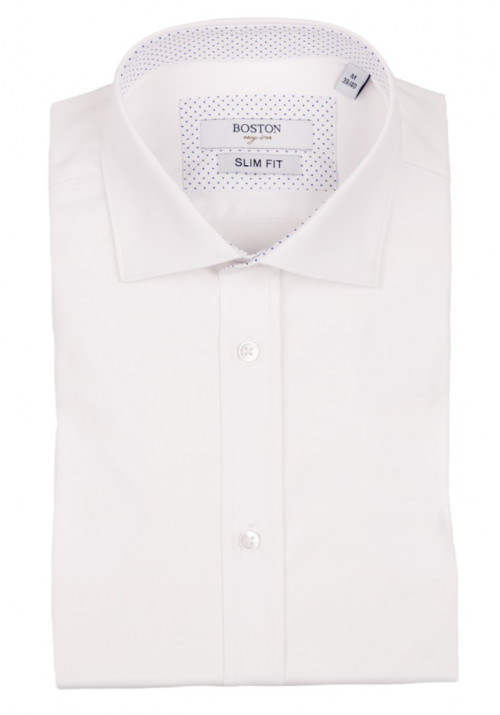 Ανδρικό Πουκάμισο Ελαστικό Slim Fit Boston 9001-00 Λευκό