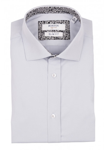 Ανδρικό Πουκάμισο Ελαστικό Slim Fit Boston 9001-444-2 Γκρι