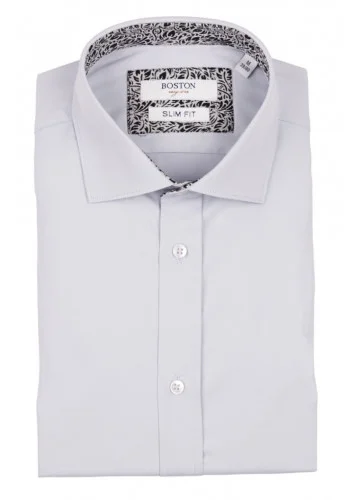 Ανδρικό Πουκάμισο Ελαστικό Slim Fit Boston 9001-444-2 Γκρι