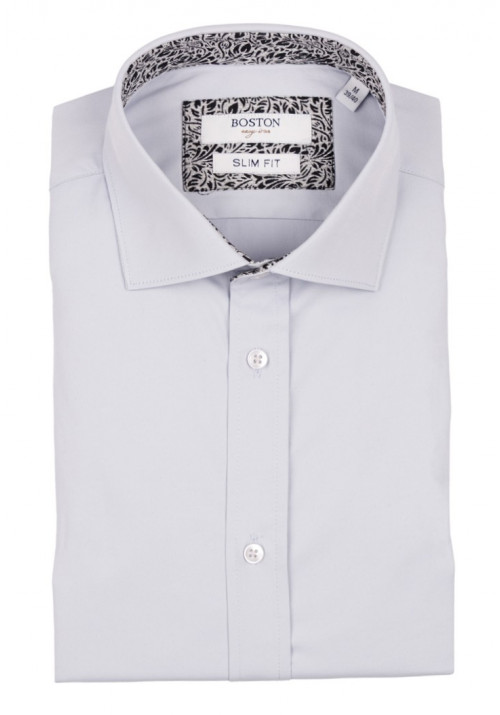 Ανδρικό Πουκάμισο Ελαστικό Slim Fit Boston 9001-444-2 Γκρι