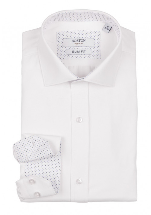 Ανδρικό Πουκάμισο Slim Fit Boston 9502-00 Λευκό