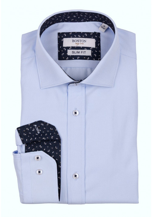 Ανδρικό Πουκάμισο Slim Fit Boston 9502-453-3 Γαλάζιο Ανοικτό