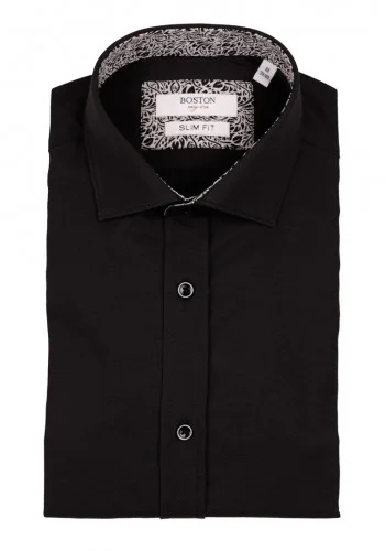 Ανδρικό Πουκάμισο Slim Fit Boston 9502-468-2 Μαύρο