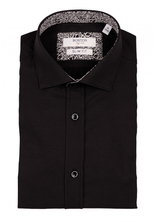 Ανδρικό Πουκάμισο Slim Fit Boston 9502-468-2 Μαύρο