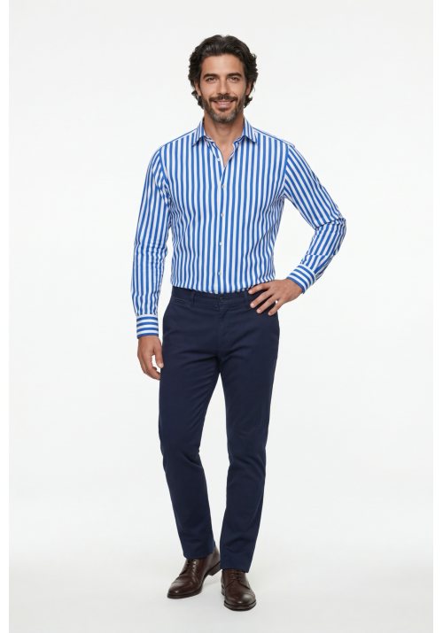 Ανδρικό Πουκάμισο Slim Fit Boston 704-2 Γαλάζιο