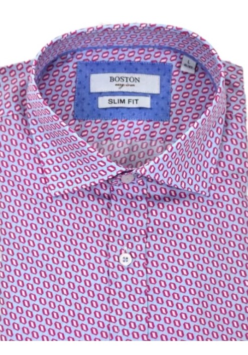 Aνδρικό Πουκάμισο με Στενή Γραμμή Boston 200-1 Γαλάζιο