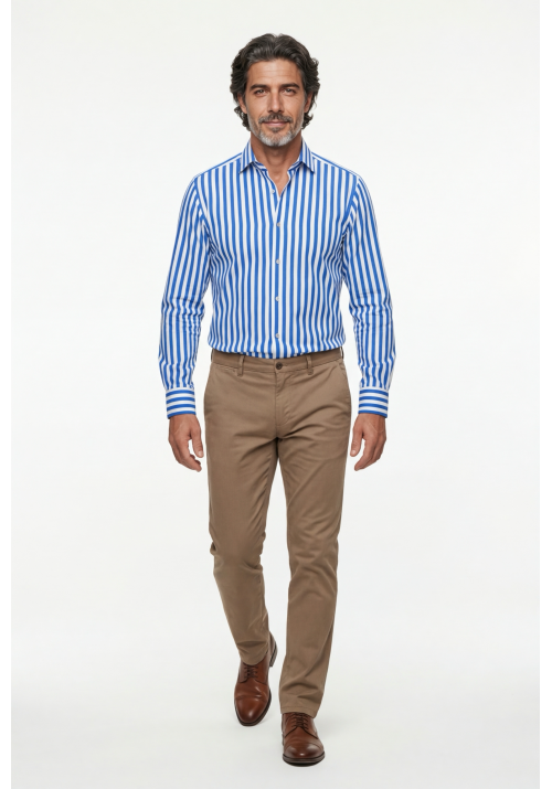 Ανδρικό Πουκάμισο Slim Fit Boston 704-2 Γαλάζιο