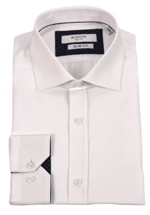 Ανδρικό Πουκάμισο Slim Fit Boston 9502-1 Λευκό