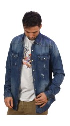 Ανδρικό Πουκάμισο Τζιν Gianni Lupo GL6247Q-SS24 Jeans Μπλε