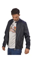 Ανδρικό Μπουφάν Hamaki Gbe1568H Biker-SS24 Μπλε