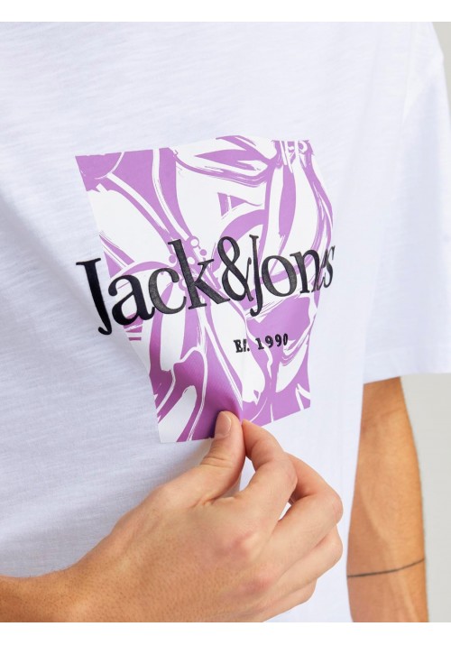 Ανδρικό T-Shirt Jack & Jones Jorlafayette Branding Tee SS Crew Nec LN 12250436 Λευκό