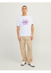 Ανδρικό T-Shirt Jack & Jones Jorlafayette Branding Tee SS Crew Nec LN 12250436 Λευκό