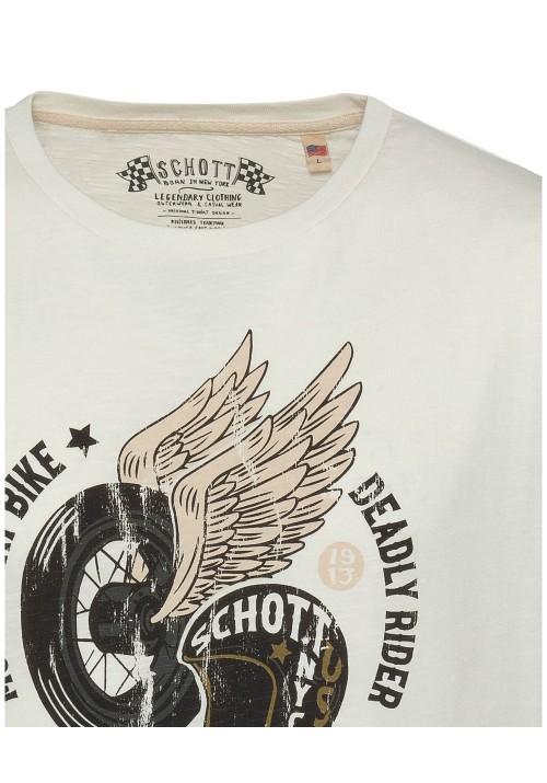 Ανδρικό T-Shirt Schott Tsalex Off White