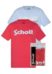 Ανδρικά T-Shirt Schott TS01MCLogo Pack of 2 crewneck Sky-Coral
