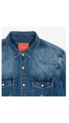 Ανδρικό Πουκάμισο Τζιν Gianni Lupo GL6247Q-SS24 Jeans Μπλε