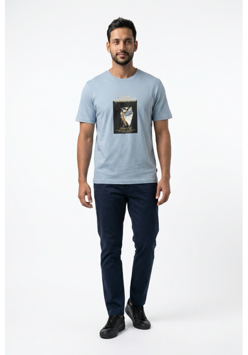 Ανδρικό T-Shirt Jack & Jones Jornorrebro Photo Tee SS Crew Neck LN 12291022 Cashmere Blue
