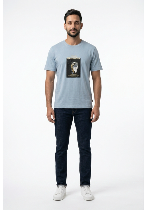 Ανδρικό T-Shirt Jack & Jones Jornorrebro Photo Tee SS Crew Neck LN 12291022 Cashmere Blue