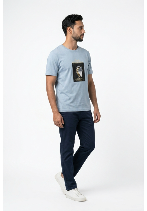 Ανδρικό T-Shirt Jack & Jones Jornorrebro Photo Tee SS Crew Neck LN 12291022 Cashmere Blue