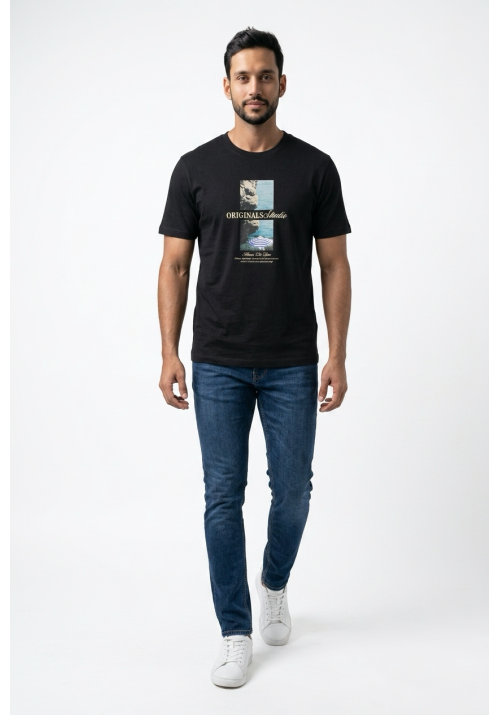 Ανδρικό T-Shirt Jack & Jones Jornorrebro Photo Tee SS Crew Neck LN 12291022 Black