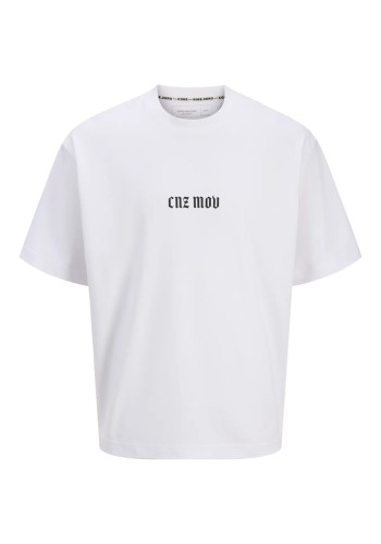 Ανδρικό T-Shirt Jack & Jones Jcocnz Berlin Graphik Cutout Tee Crew Neck 12274242 Λευκό
