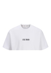 Ανδρικό T-Shirt Jack & Jones Jcocnz Berlin Graphik Cutout Tee Crew Neck 12274242 Λευκό