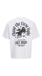 Ανδρικό T-Shirt Jack & Jones Jcocnz Berlin Graphik Cutout Tee Crew Neck 12274242 Λευκό