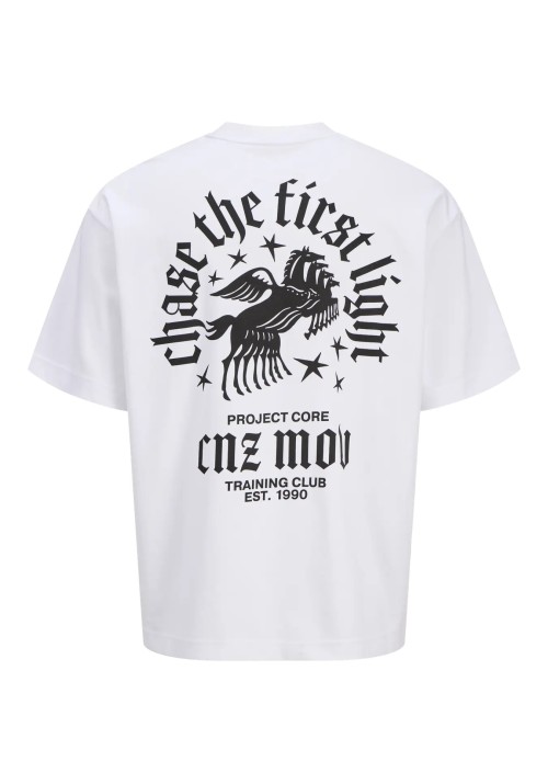 Ανδρικό T-Shirt Jack & Jones Jcocnz Berlin Graphik Cutout Tee Crew Neck 12274242 Λευκό